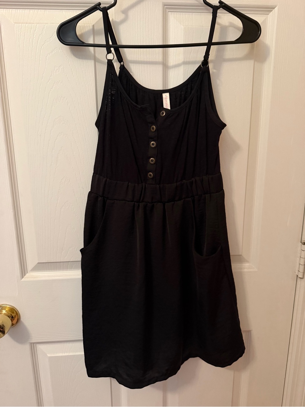 Xhilaration Black Spaghetti-Strap Button-Front Mini Dress